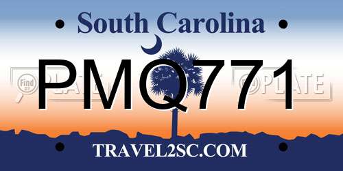 PMQ771 South Carolina License Plate
