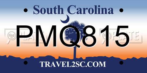 PMQ815 South Carolina License Plate