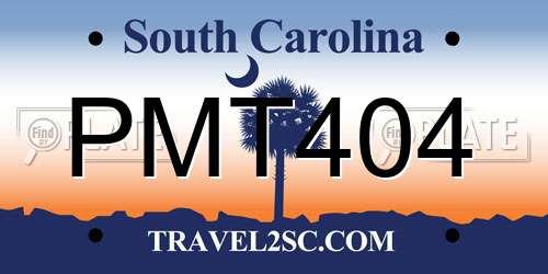 PMT404 South Carolina License Plate