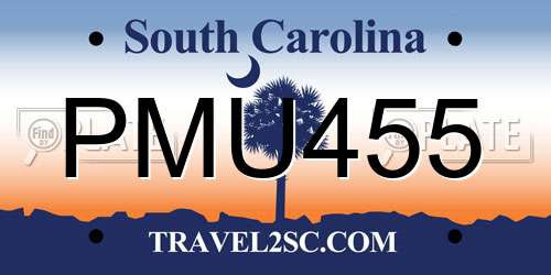 PMU455 South Carolina License Plate