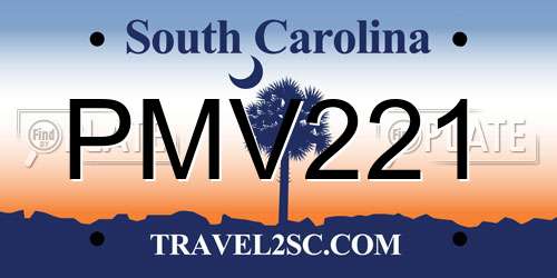 PMV221 South Carolina License Plate
