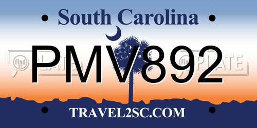 PMV892 South Carolina License Plate