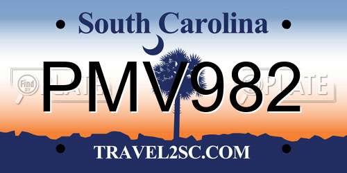 PMV982 South Carolina License Plate