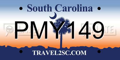 PMY149 South Carolina License Plate