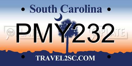 PMY232 South Carolina License Plate