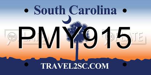 PMY915 South Carolina License Plate