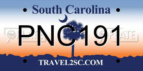 PNC191 South Carolina License Plate