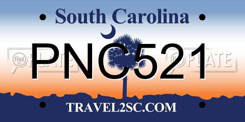 PNC521 South Carolina License Plate