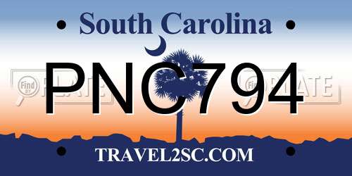 PNC794 South Carolina License Plate