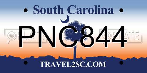 PNC844 South Carolina License Plate