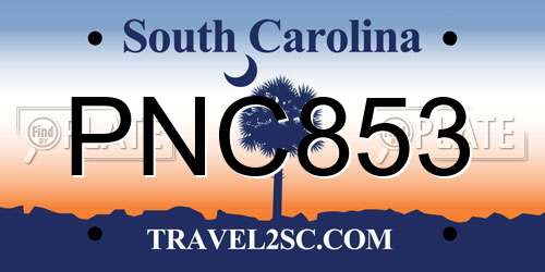 PNC853 South Carolina License Plate