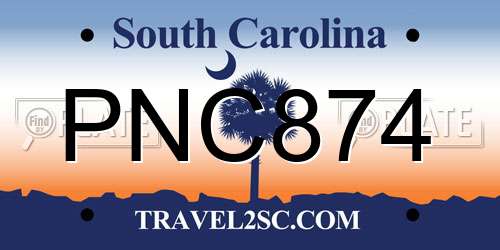 PNC874 South Carolina License Plate