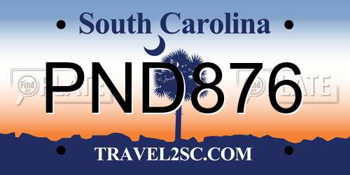 PND876 South Carolina License Plate