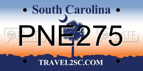 PNE275 South Carolina License Plate