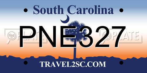 PNE327 South Carolina License Plate