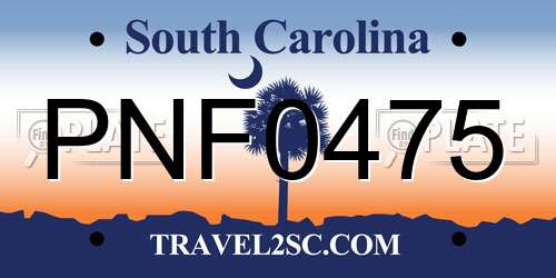PNF0475 South Carolina License Plate