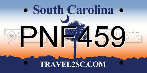 PNF459 South Carolina License Plate