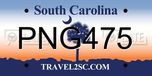 PNG475 South Carolina License Plate