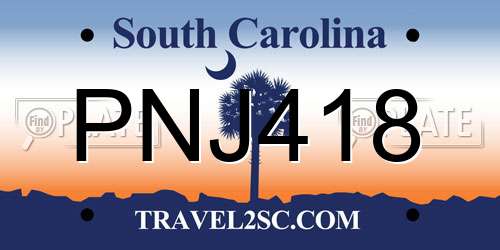 PNJ418 South Carolina License Plate
