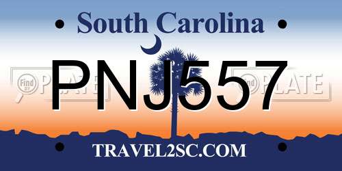 PNJ557 South Carolina License Plate