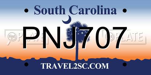 PNJ707 South Carolina License Plate