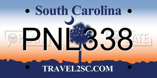 PNL338 South Carolina License Plate