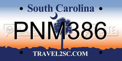PNM386 South Carolina License Plate