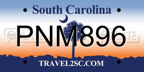 PNM896 South Carolina License Plate