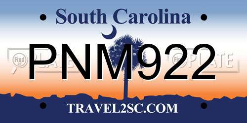 PNM922 South Carolina License Plate