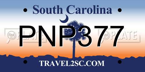 PNP377 South Carolina License Plate