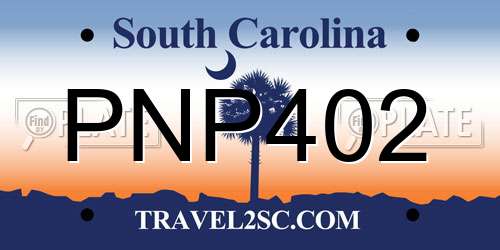 PNP402 South Carolina License Plate