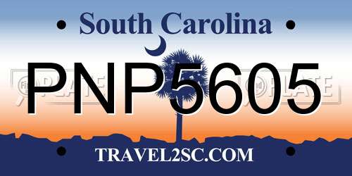PNP5605 South Carolina License Plate