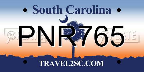 PNR765 South Carolina License Plate