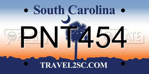 PNT454 South Carolina License Plate