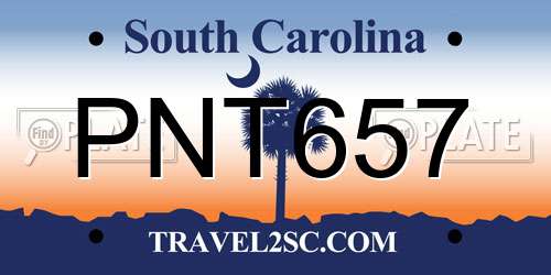 PNT657 South Carolina License Plate