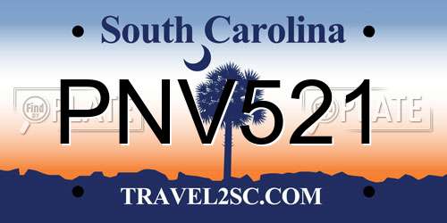 PNV521 South Carolina License Plate