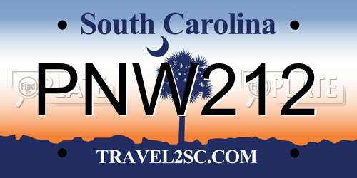PNW212 South Carolina License Plate