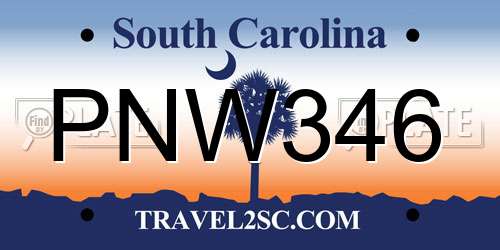 PNW346 South Carolina License Plate