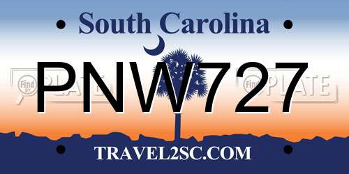 PNW727 South Carolina License Plate