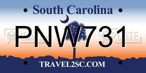 PNW731 South Carolina License Plate