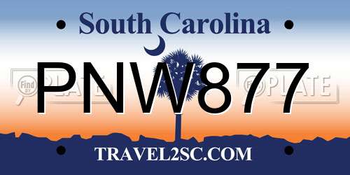 PNW877 South Carolina License Plate
