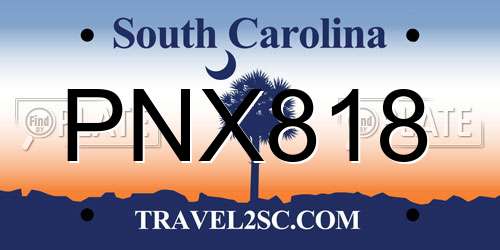 PNX818 South Carolina License Plate
