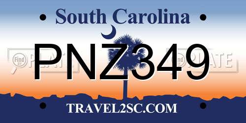 PNZ349 South Carolina License Plate