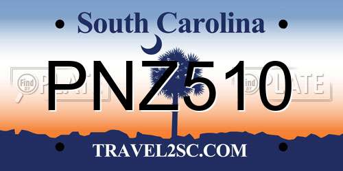 PNZ510 South Carolina License Plate