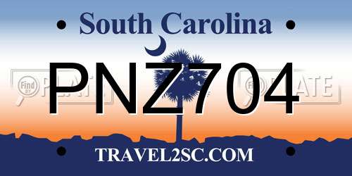 PNZ704 South Carolina License Plate