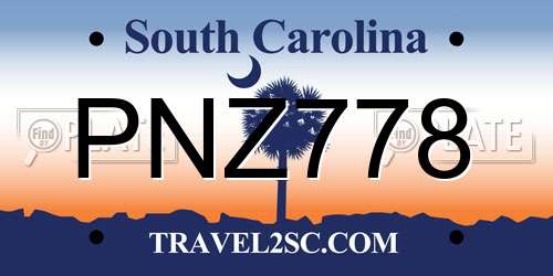 PNZ778 South Carolina License Plate