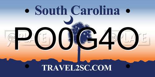 PO0G4O South Carolina License Plate
