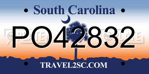 PO42832 South Carolina License Plate