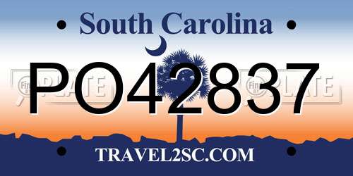 PO42837 South Carolina License Plate