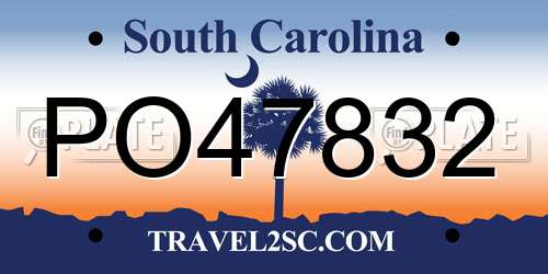 PO47832 South Carolina License Plate